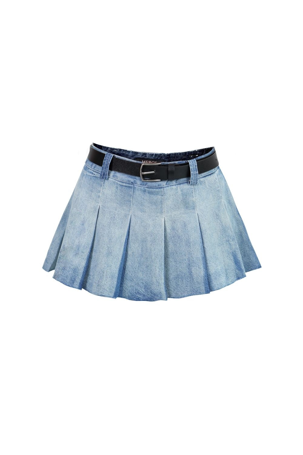 Pleated Mini Denim Skirt 05