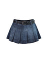 Pleated Mini Denim Skirt 05