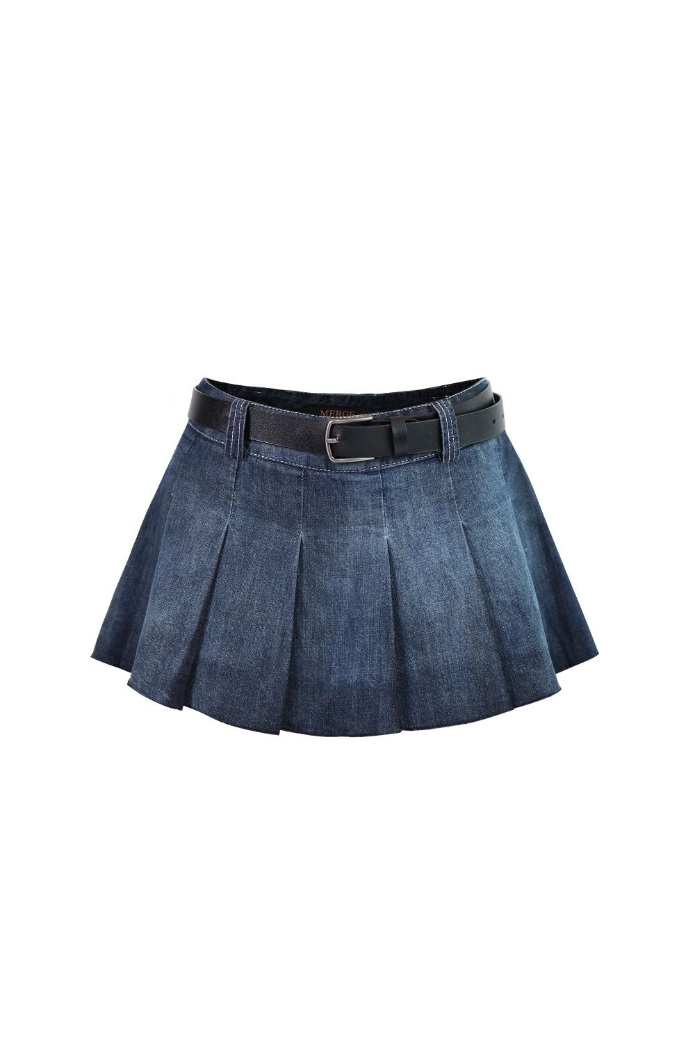 Pleated Mini Denim Skirt 05