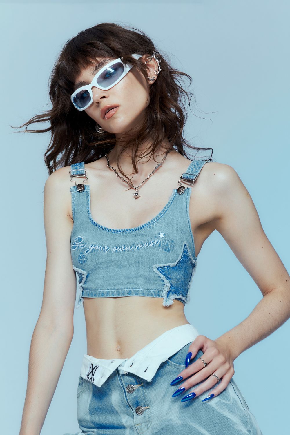 Sphere Denim Crop Top